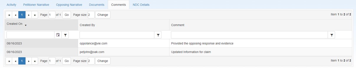Comments tab Comments tab
